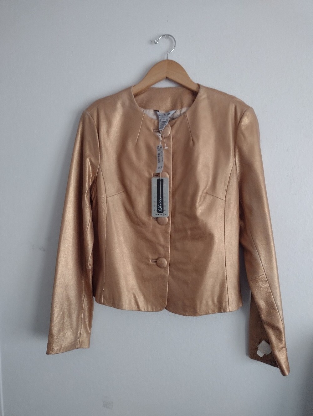 Mac & Jac Gold Leather Button Down Blazer